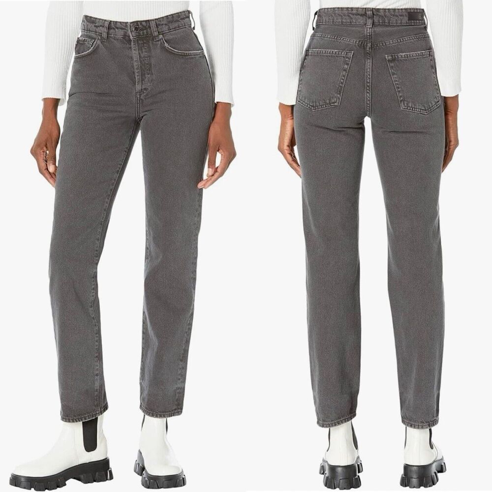 NWT AG Jeans Alexxis High-Rise Vintage Fit 26 Slim Straight 90s Faded Black $225